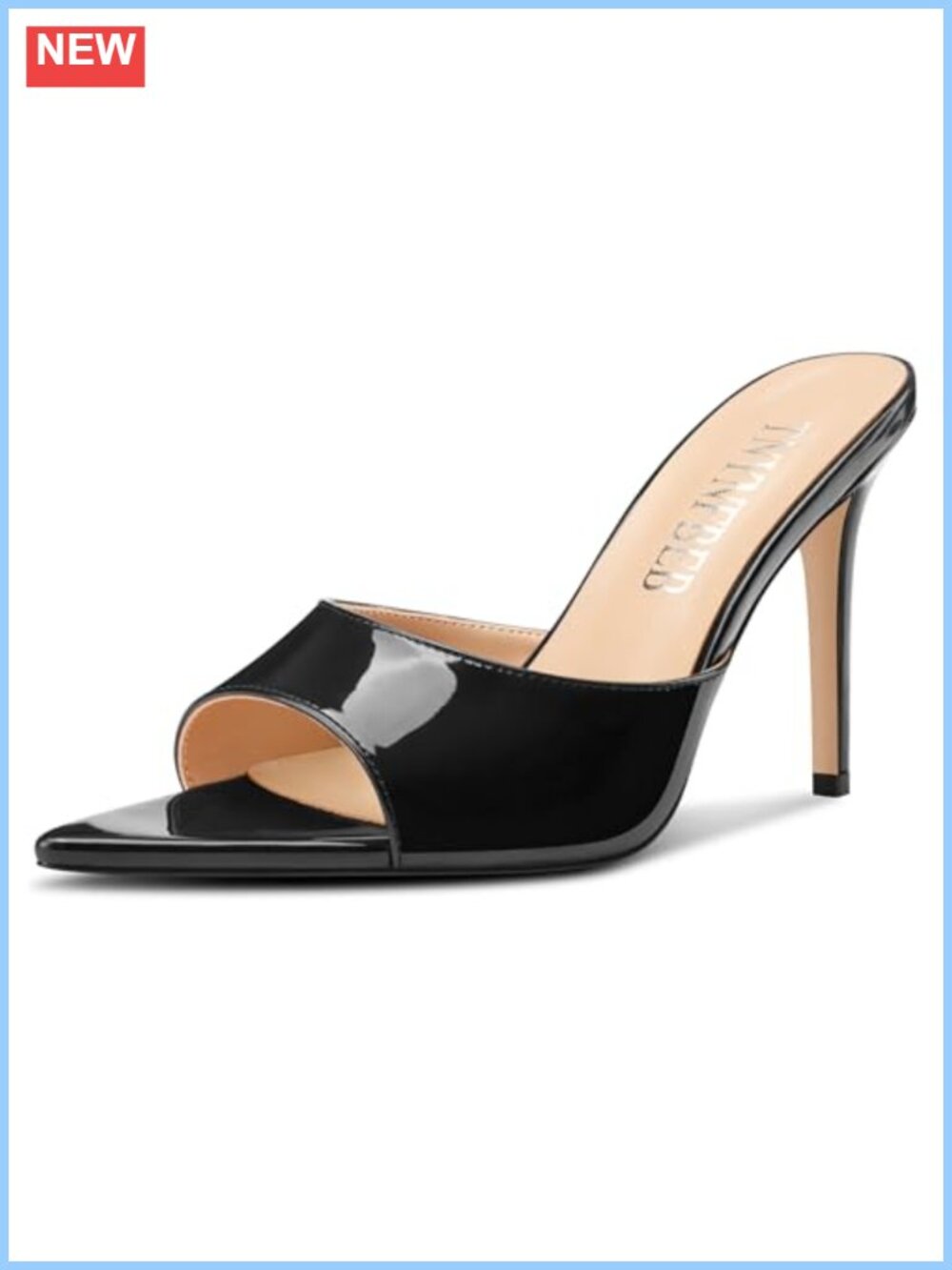 Stiletto Peep Toe Slingback Sandals 3.9 Inch High Heels Patent Leather